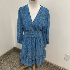 Blue Tiered Ruffle Dress